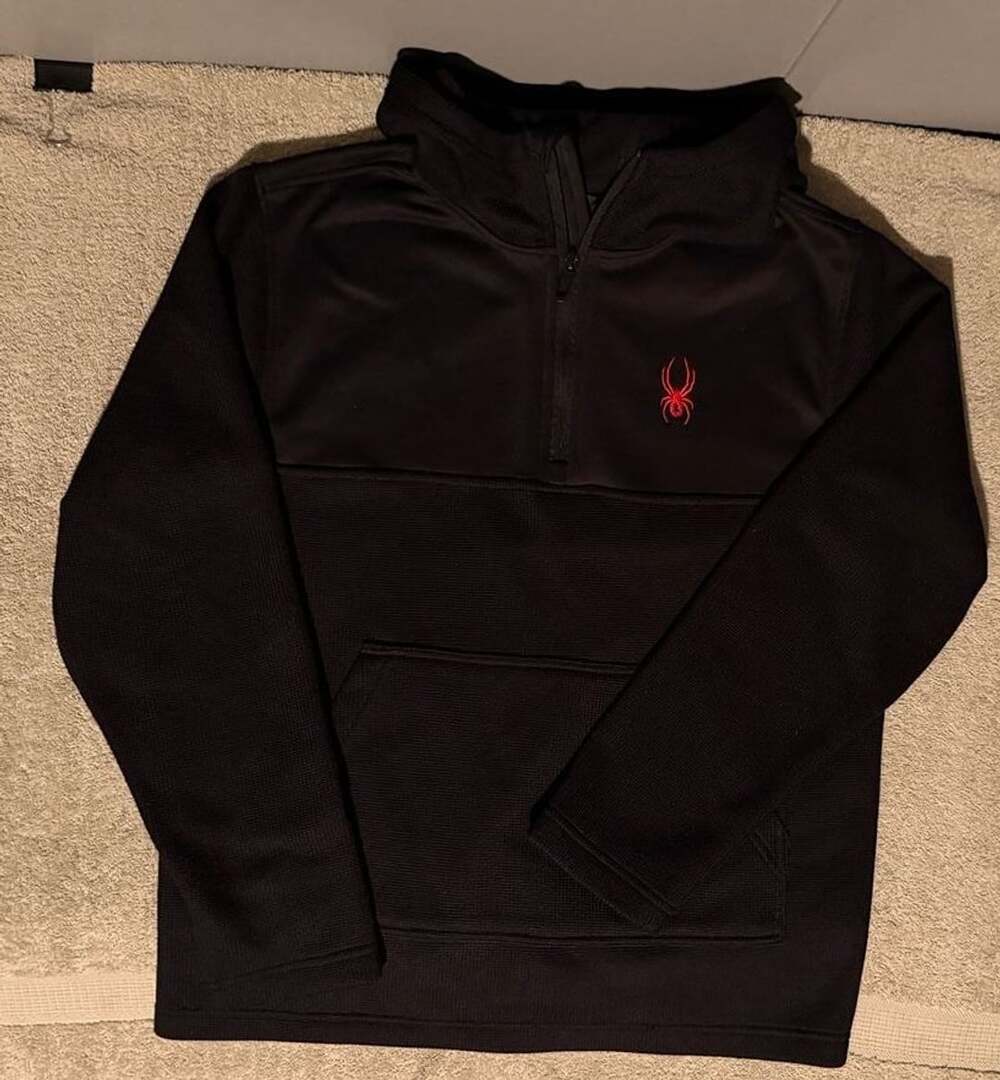 Spyder Racer 1/4 Zip Pullover Hoodie Size M Black Red Thermal